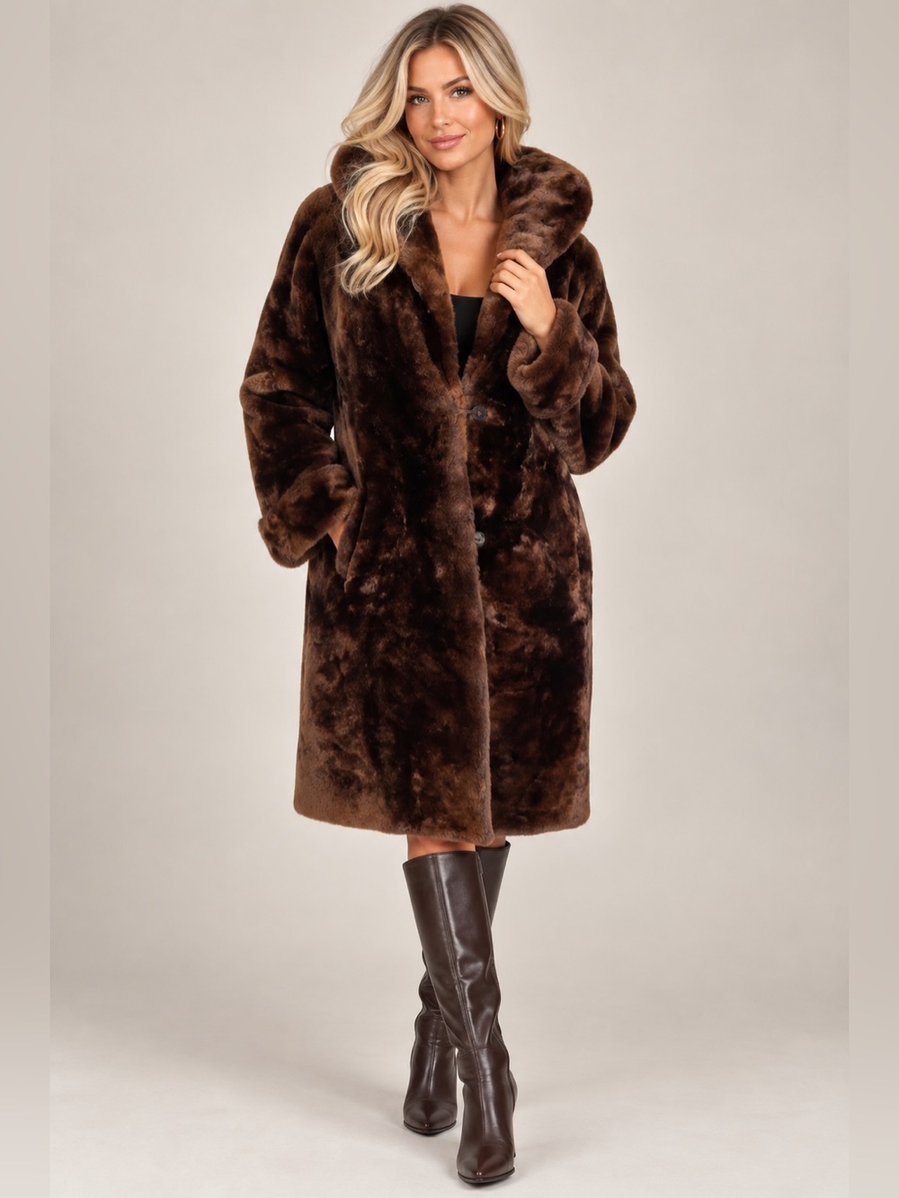 Vintage Sehlers Fine Furs Sheared Beaver Brown Fur Coat